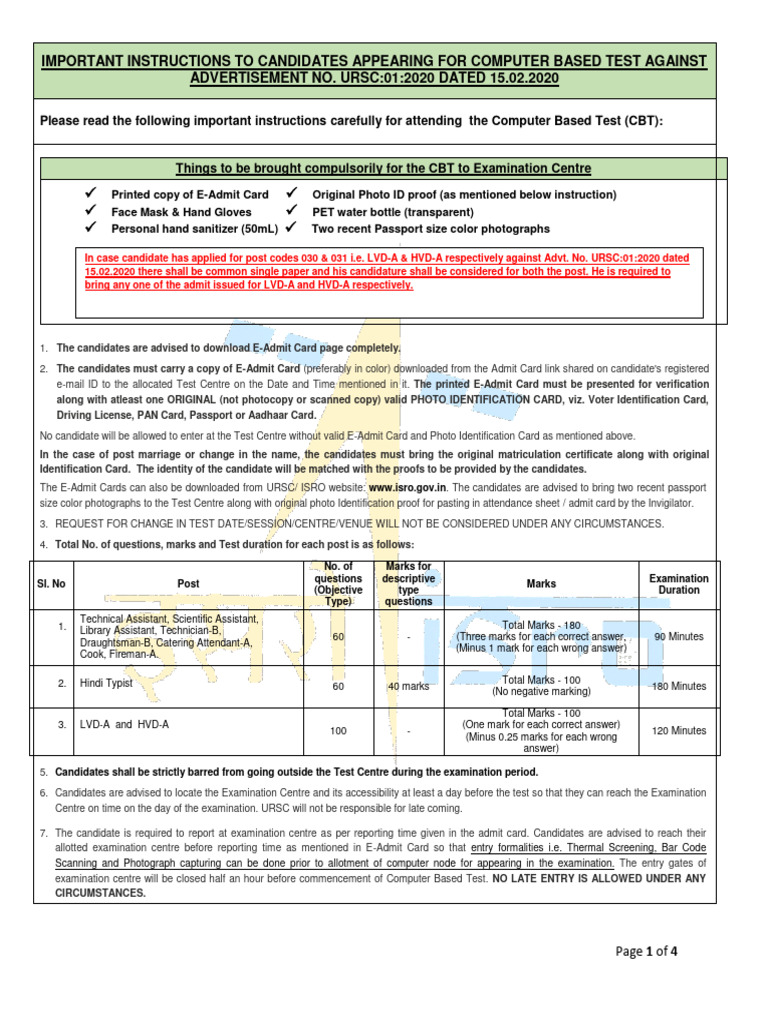 Cbt Instructions Pdf Identity Document