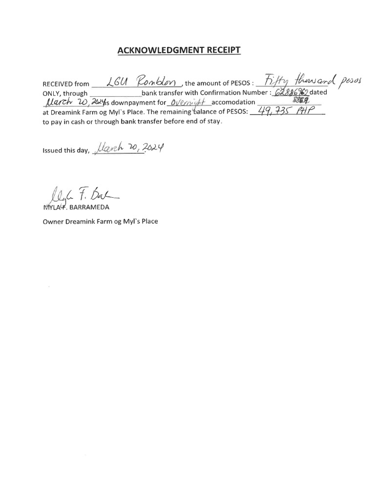 Acknowledgment receipt LGU Romblon | PDF