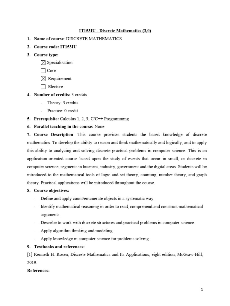 Aun it153iu discrete mathematics pdf discrete mathematics