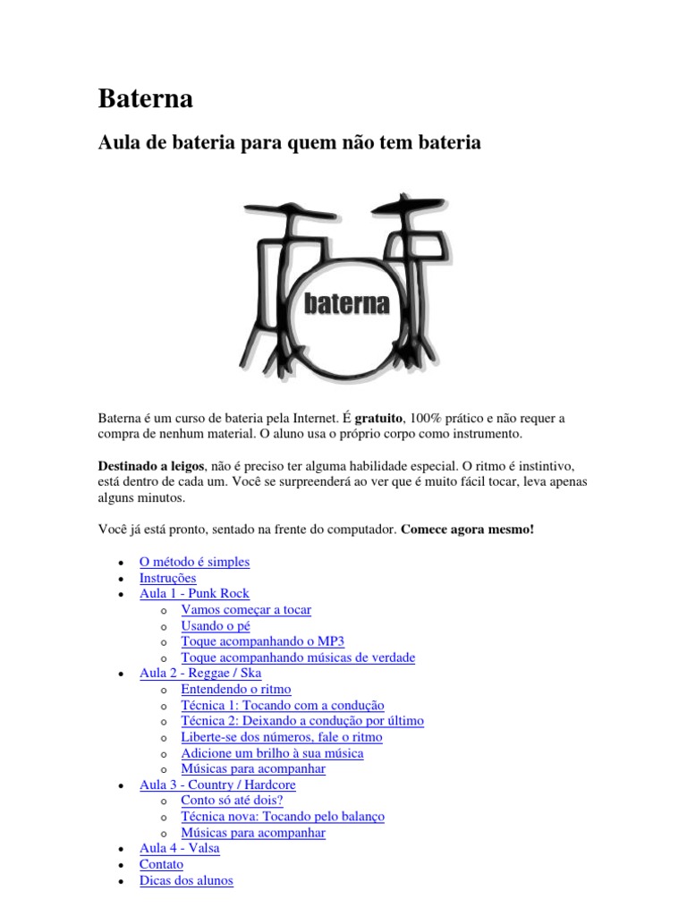 Aula de Bateria | PDF | Reggae | Bateria (instrumento)