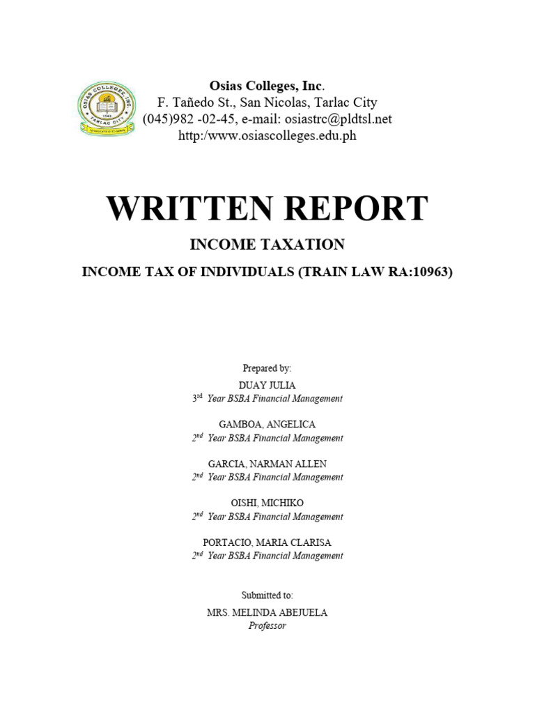 Understanding TRAIN Law: Individual Income Tax | PDF | Value Added Tax ...