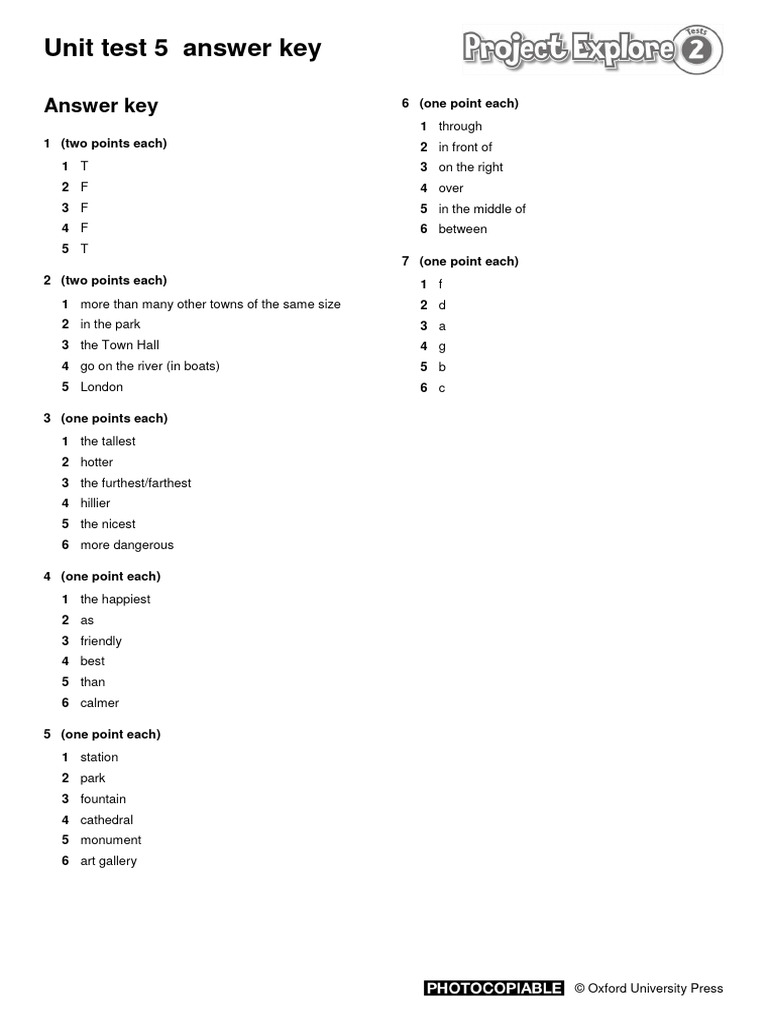 Unit 5 Test Answer Key | PDF | Art