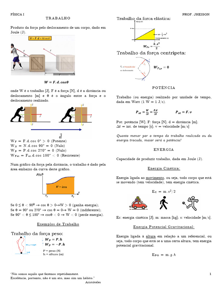 Aula 11 - Trabalho e Energia | PDF | Potência (Física) | Física