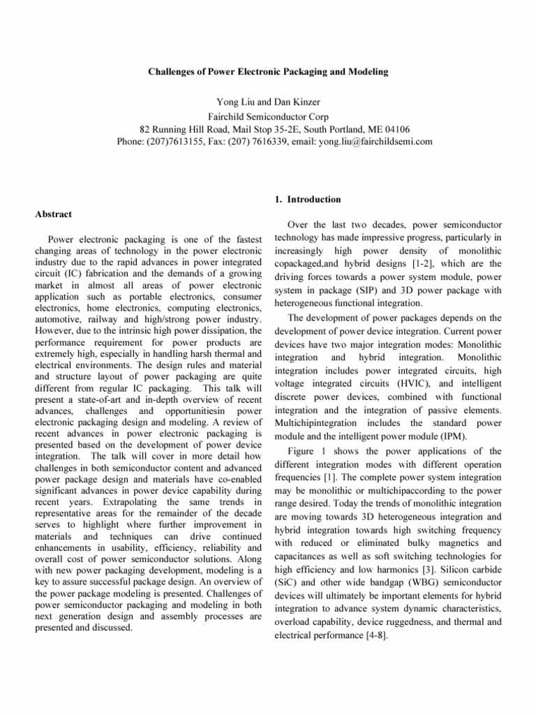 Challenges of Power Electronic Packaging and Modeling | PDF ...