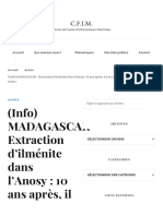 (Info) MADAGASCAR - Extraction D'ilménite Dans L'anosy - 10 Ans Après, Il y en A Qui Font Toujours Mauvaise Mine . - C.F.I.M.