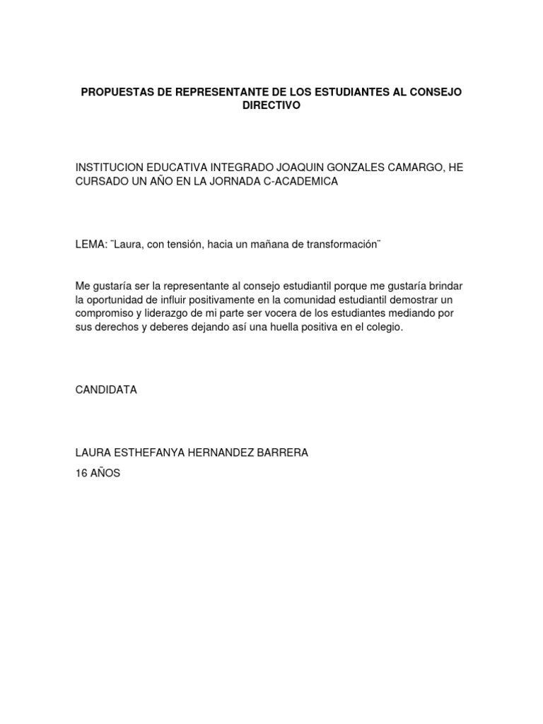 Propuestas Al Consejo Estudiantil 2024 | PDF, image size:768x1024