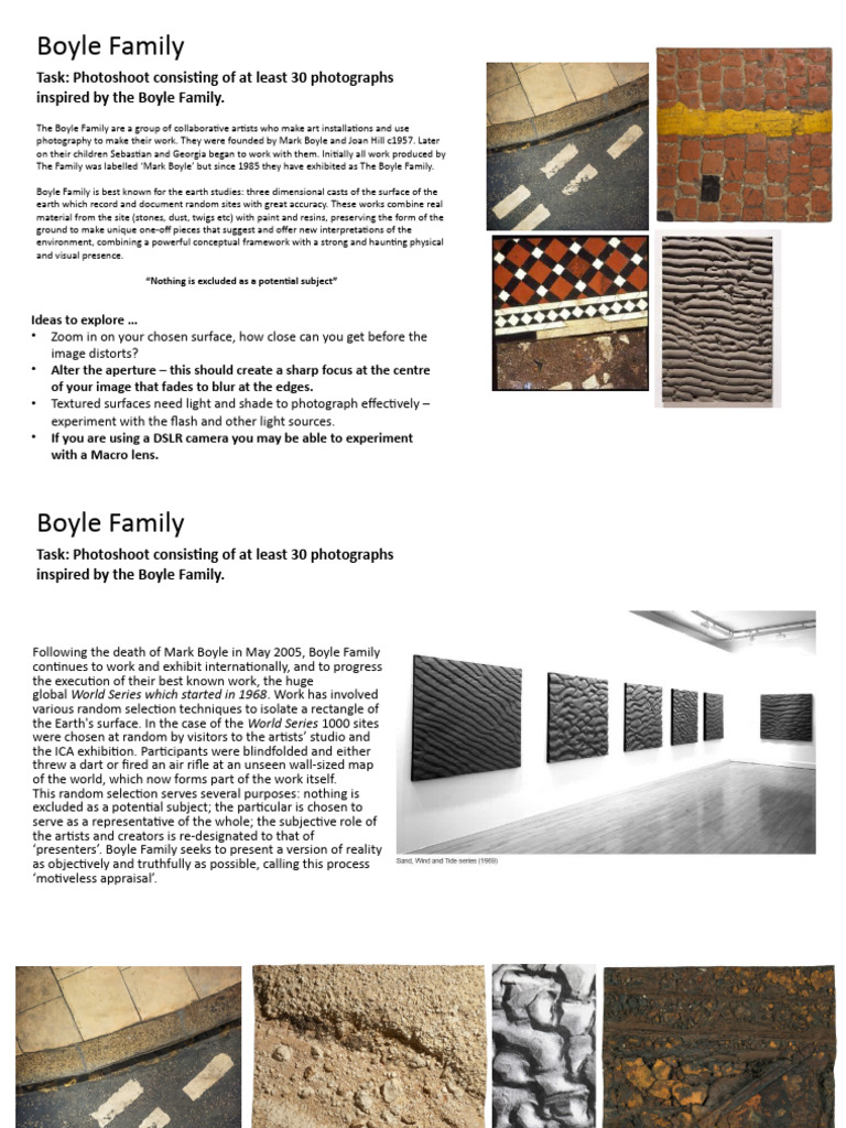 Boyle Family: Exploring Texture in Art | PDF | Camera Lens | Imaging