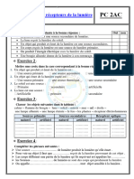 Exercices - Les Sources Et Les Recepteurs de La Lumiere Exercices