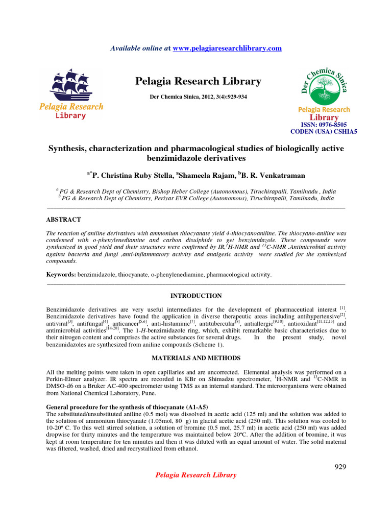 Synthesis of Active Benzimidazole Derivatives | PDF | Acetic Acid ...
