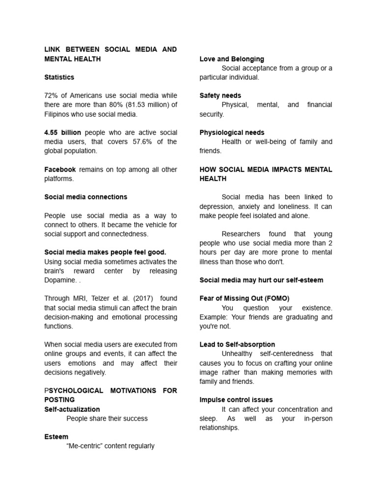 Social Media's Impact on Mental Health | PDF | Popular Culture & Media ...