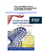 Full Elementary and Middle School Mathematics Teaching Developmentally 9Th Edition Walle Test Bank PDF
