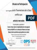 Curso Virtual Sobre La Implementación Del Paquete Técnico HEARTS en La Atención Primaria de Salud (Gestores) - Certificado Del Curso (Tipo B) 4121091