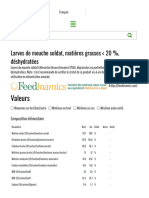 Valeurs: Larves de Mouche Soldat, Matières Grasses 20 %, Déshydratées