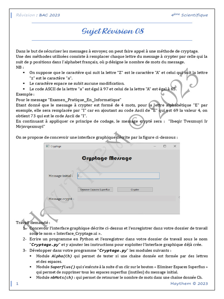 Cryptage de messages en Python | PDF | Notation | Code (information)