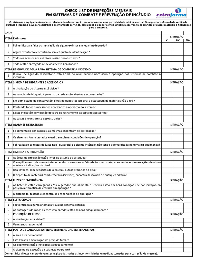 Check-list Mensal de Segurança Contra Incêndio | PDF | Eletricidade