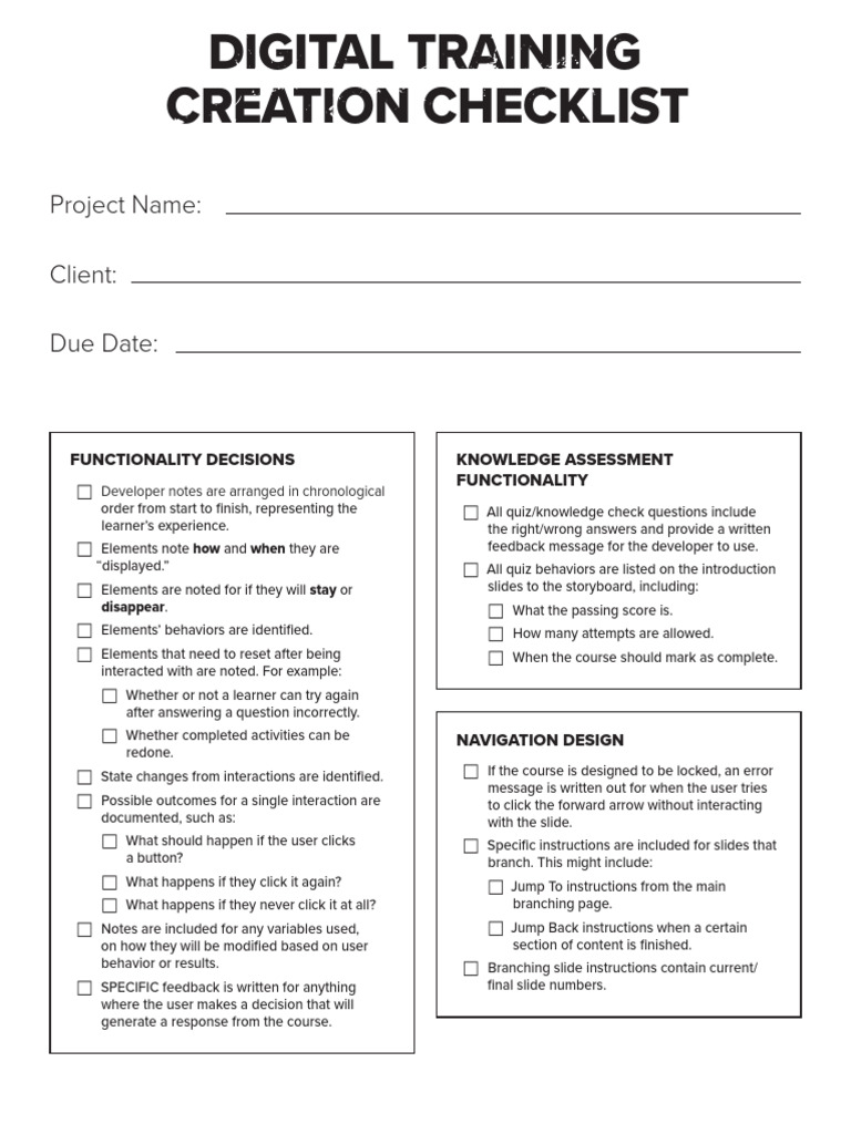 Checklist DigitalTrainingCreation | PDF | Learning | Computing