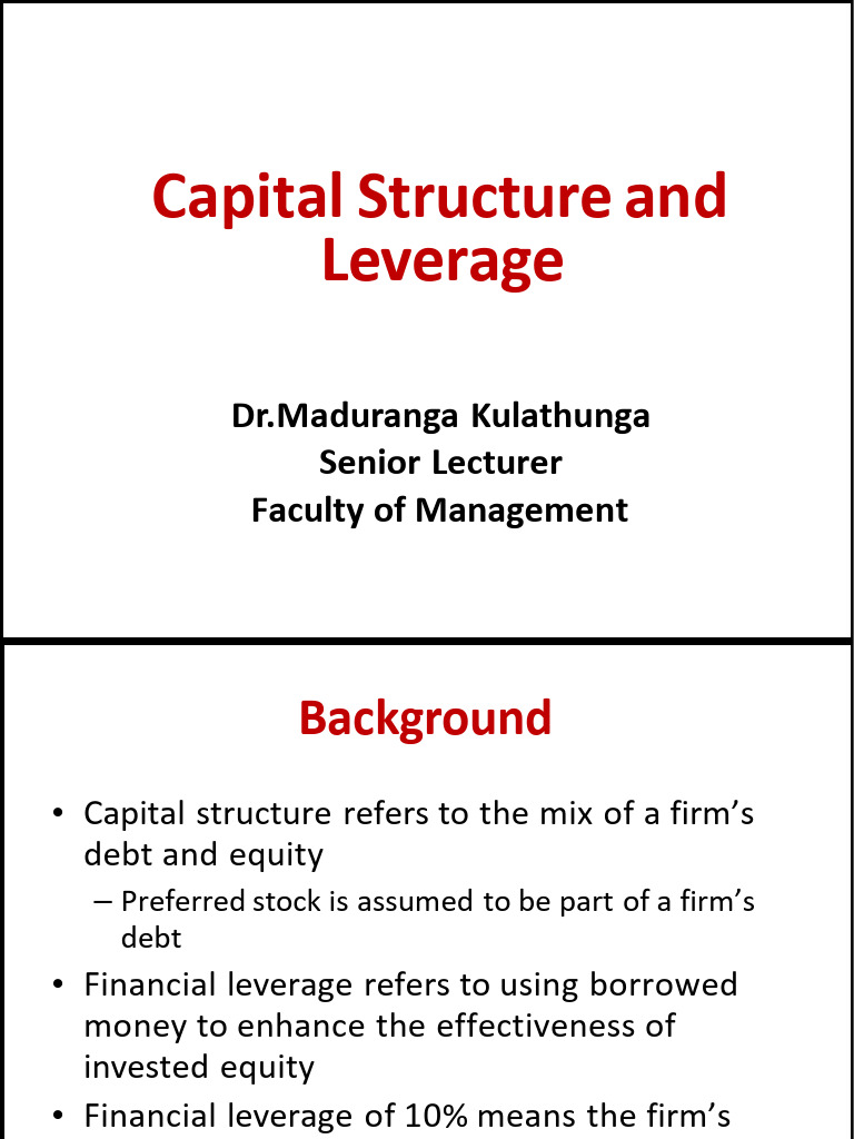 Capital Structure and Financial Leverage | PDF | Capital Structure ...