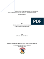 La Reintegración de Los Niños, Niñas y Adolescentes Victimas de Reclutamiento Ilicito A La Vida Civil en Los Procesos de Desvinculación