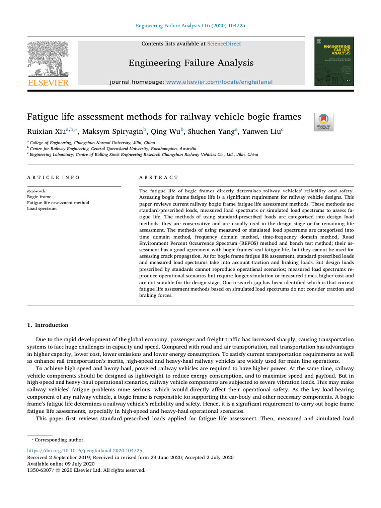 Railway Bogie Frame Fatigue Assessment | PDF | Spectral Density ...