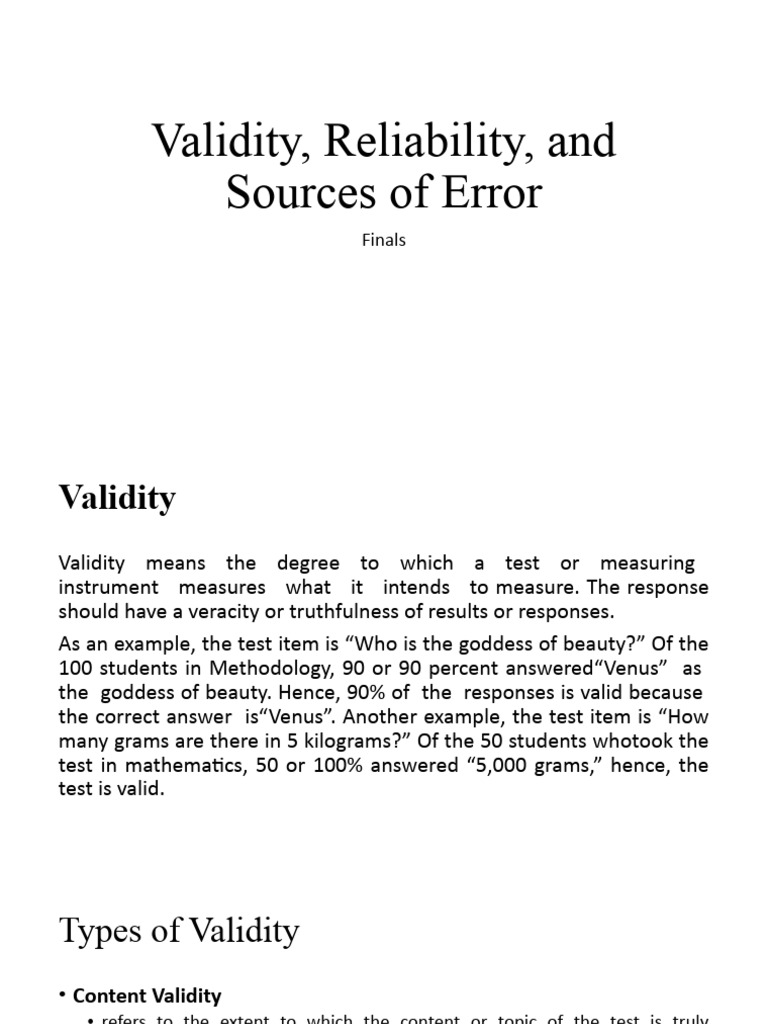 Validity and Reliability in Testing | PDF | Validity (Statistics ...