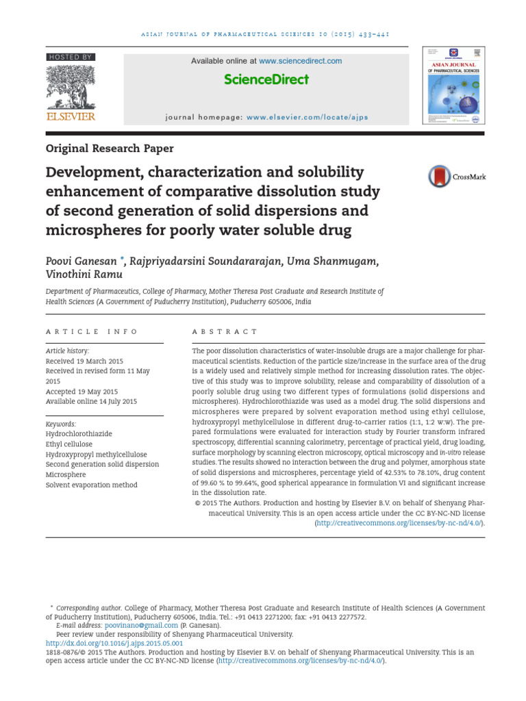 Development, Characterization and Solubility | PDF | Differential ...