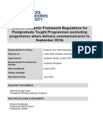 2022/23 Academic Framework Regulations For Postgraduate Taught Programmes (Excluding Programmes Where Delivery Commenced Prior To September 2016)