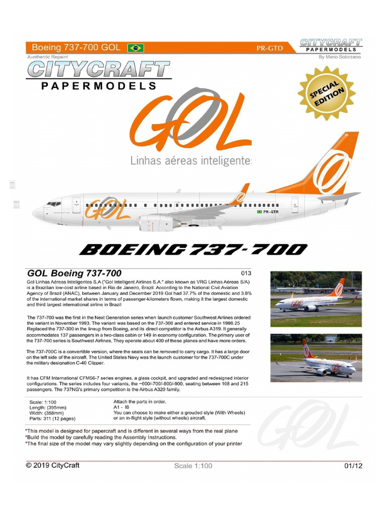 【新発売】今週の市販 Boeing 737-700 GOL | PDF 航空機・ヘリコプター