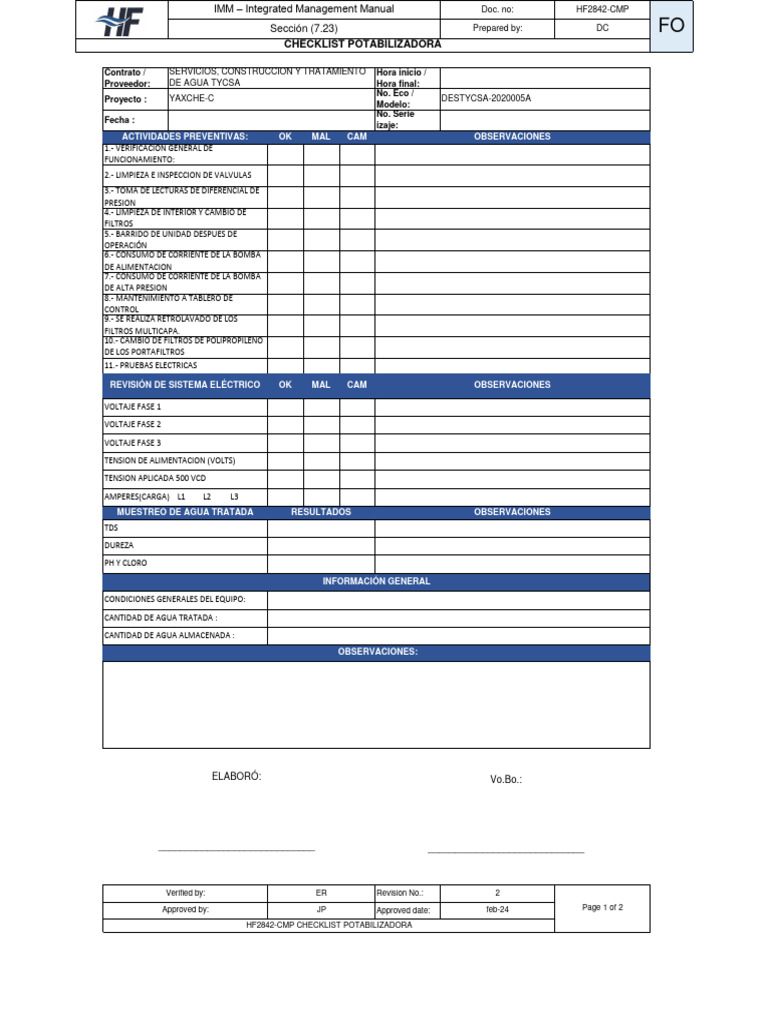 Checklist de Mantenimiento Eléctrico CMP | PDF | Electricidad ...