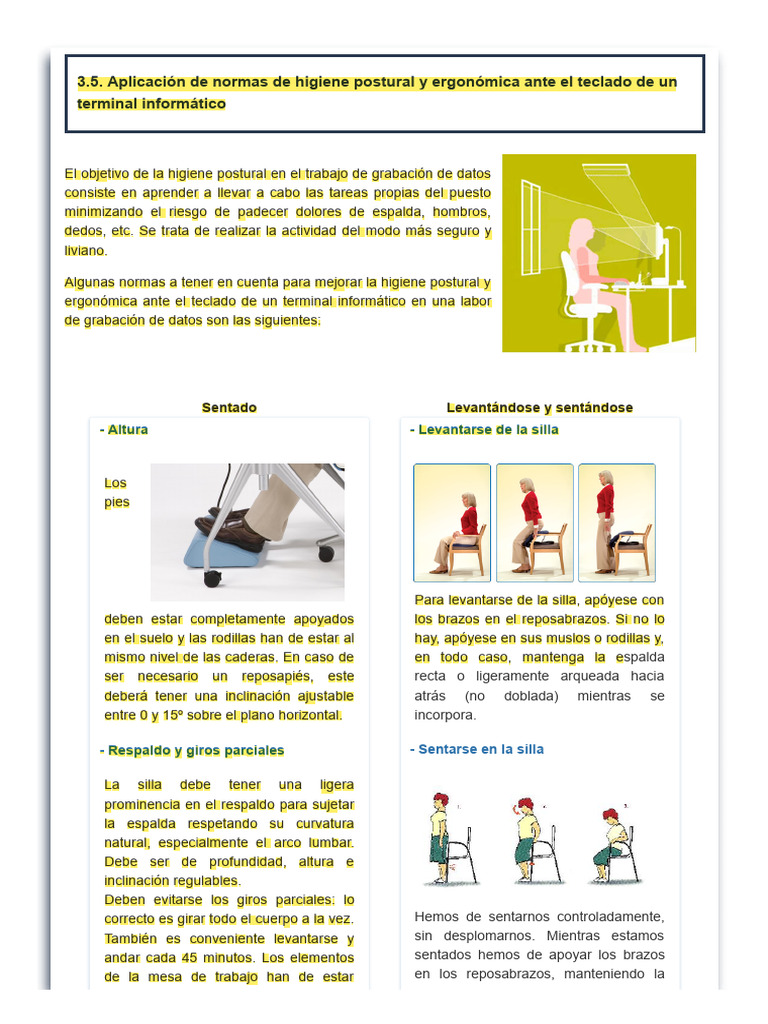 3.5 Aplicacion de Normas Higiene Postural | Descargar gratis PDF ...