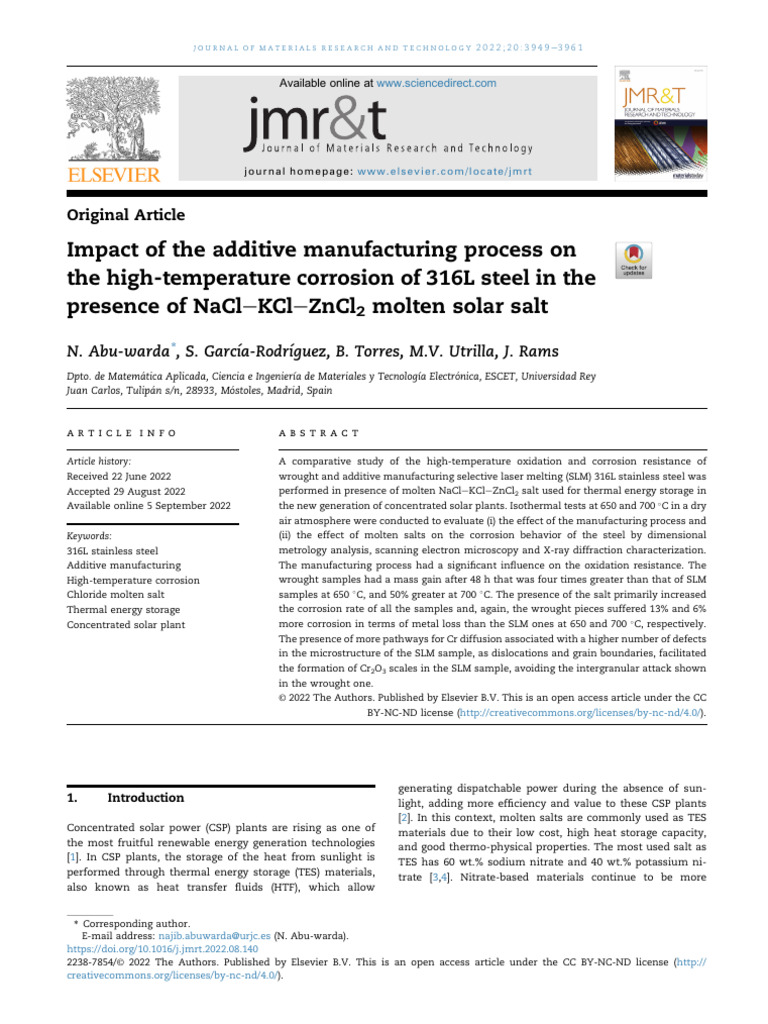 High-Temperature Corrosion of 316L Steel | PDF | Stainless Steel ...