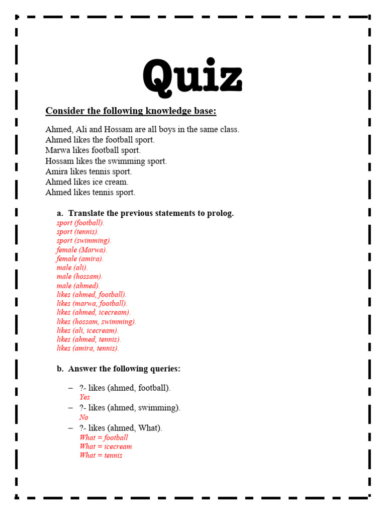Prolog Knowledge Base Quiz | PDF