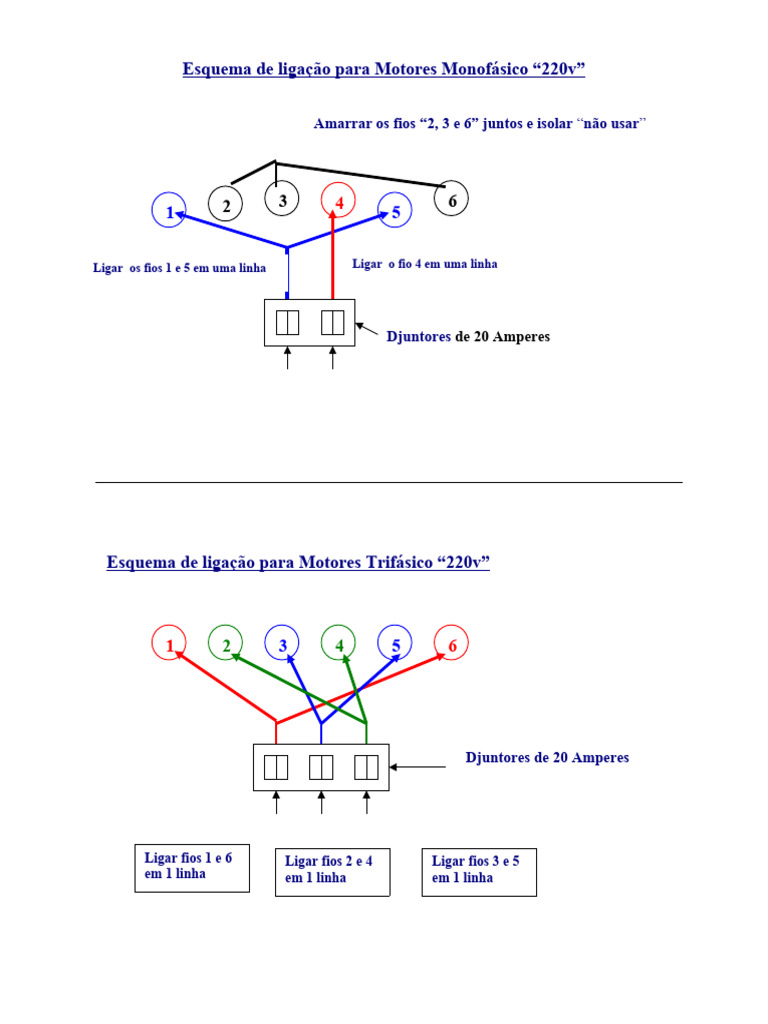 Esquema De Ligação Para Motores Monofásico E Trifásicos Pdf