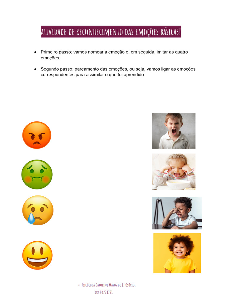 Atividade de Reconhecimento Emocional | PDF | Autoajuda | Ciências e ...