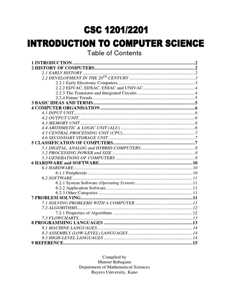 CSC 1201 - Introduction To Computer Science-1 | PDF | Computer Data ...