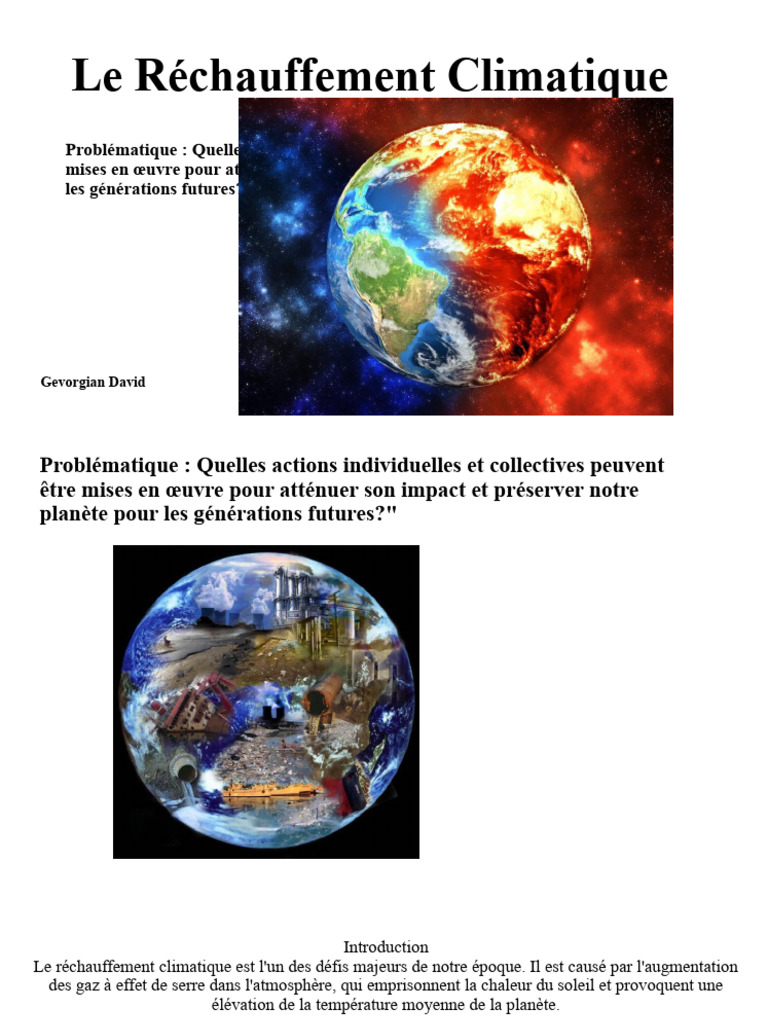 Actions contre le Réchauffement Climatique | PDF | Effet de serre | Gaz ...
