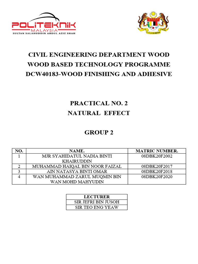 Civil Engineering Department Wood PDF Varnish Industrial Processes
