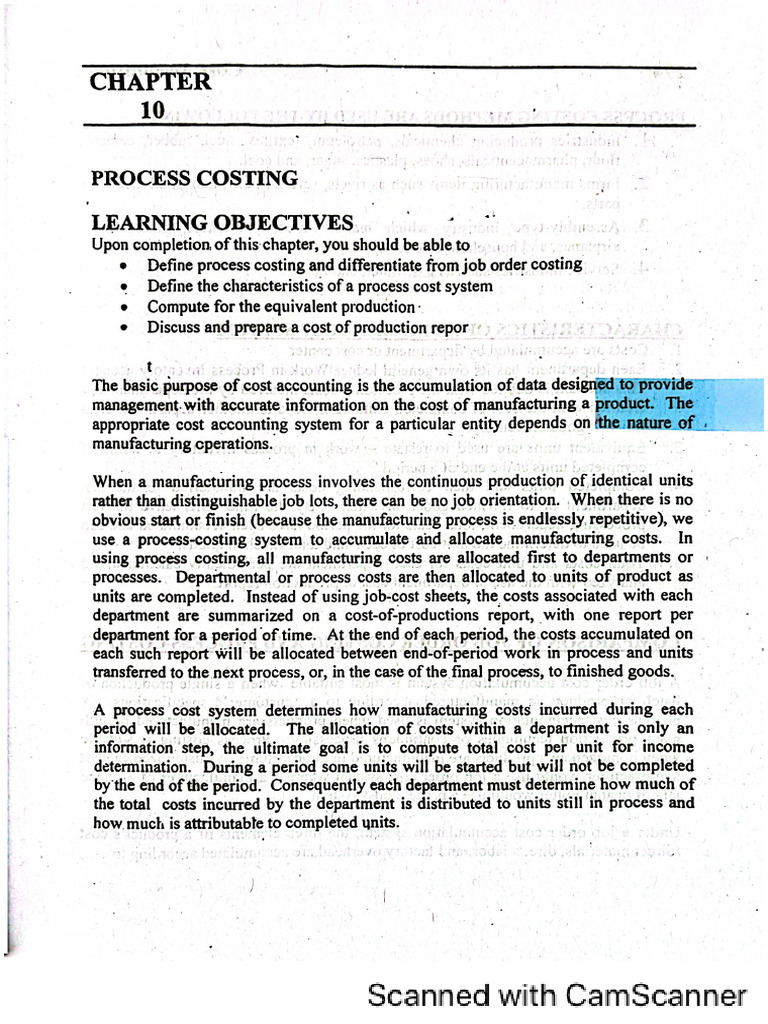 Chapter 10 Process Costing Pdf