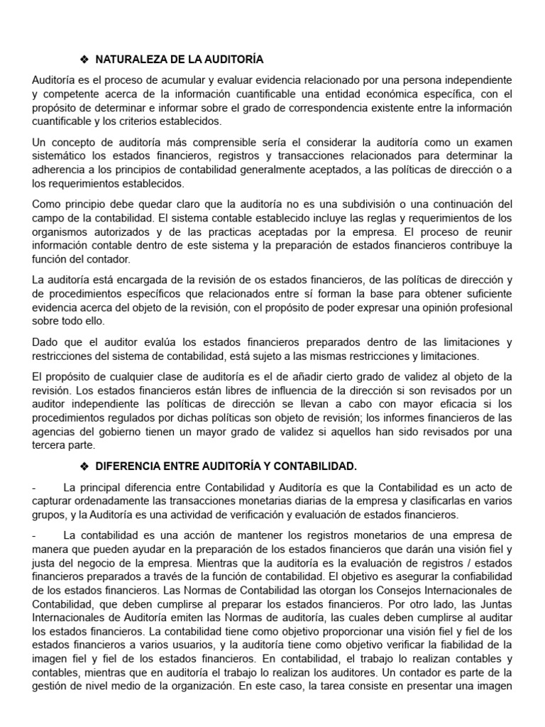 Naturaleza y Tipos de Auditoría Financiera | PDF | Auditoría | Contabilidad
