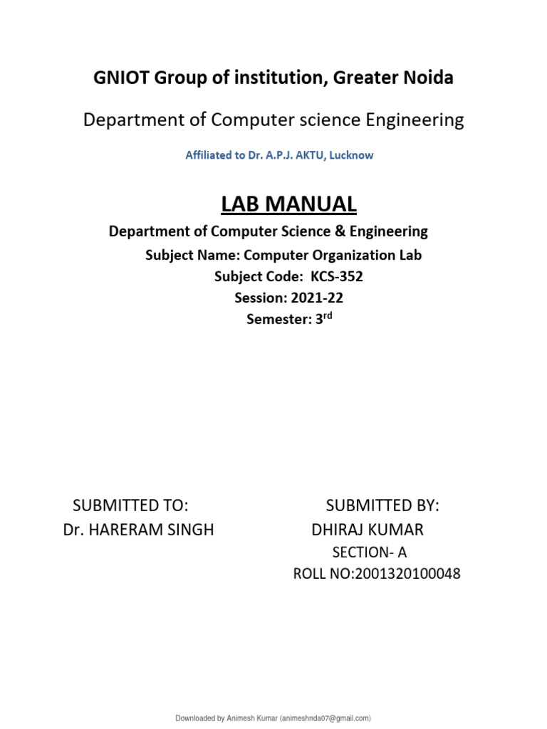 Computer Organization Lab Manual KCS-352 | PDF | Electronic Circuits ...