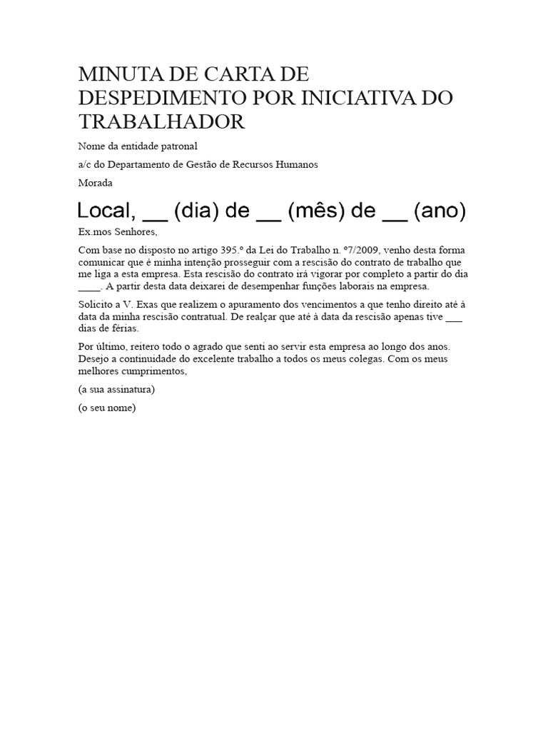 Modelo Carta de Rescisão 2 | PDF