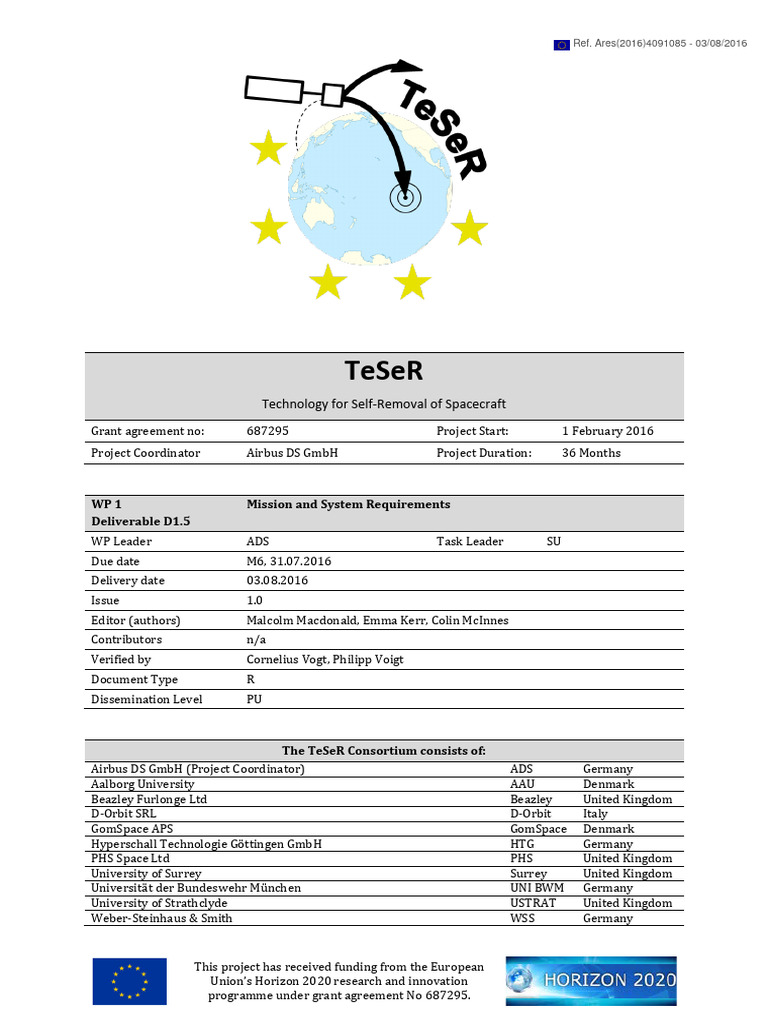 TeSeR Mission Requirements Overview | PDF | Atmospheric Entry ...