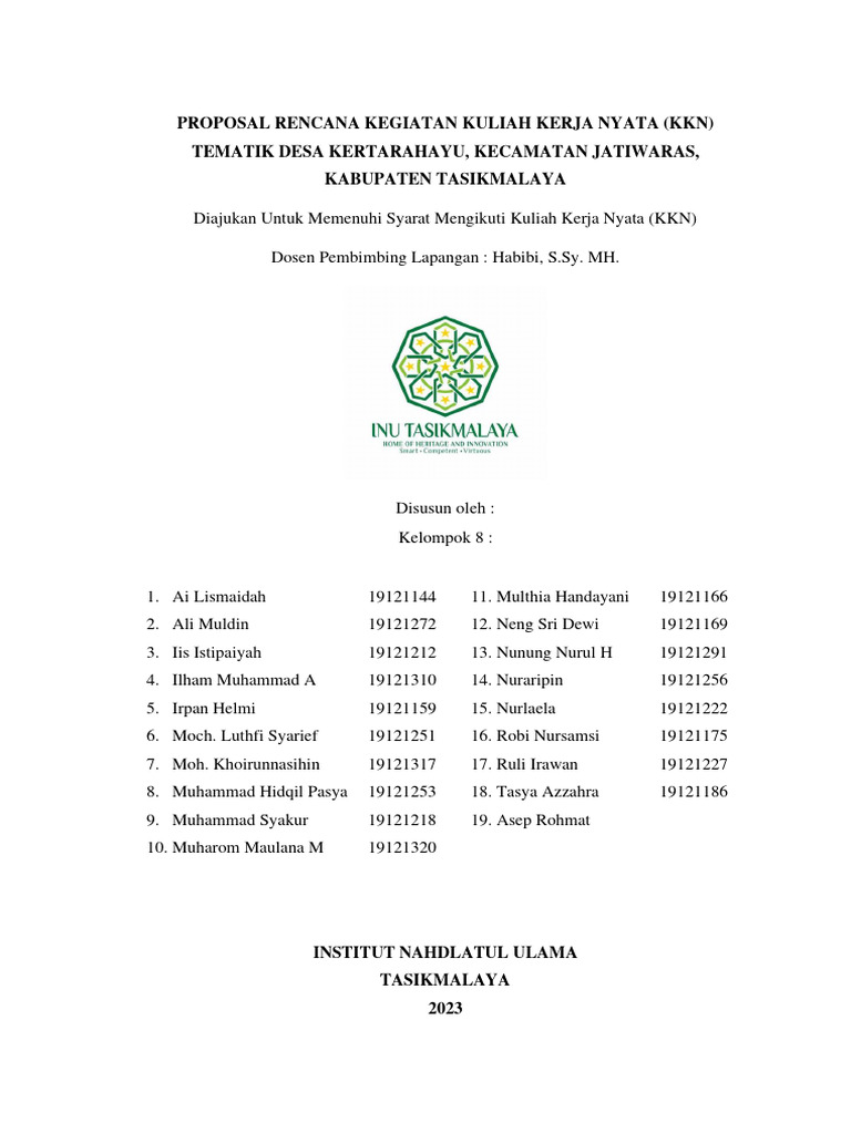 Proposal KKN Kelompok Desa Kertarahayu | PDF