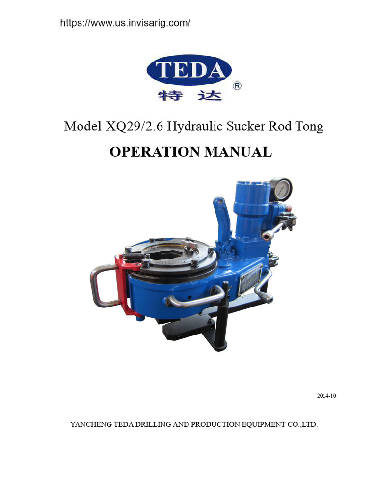 Hydraulic Sucker Rod Tong Manual | PDF | Manual Transmission | Gear