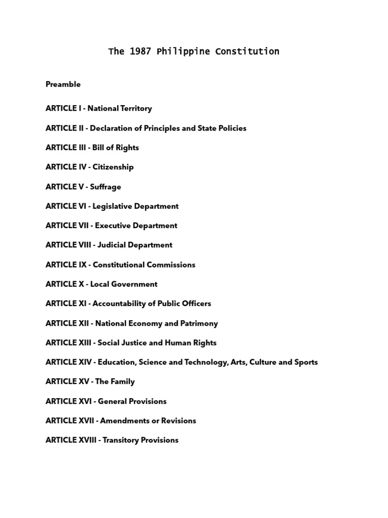 Overview of the 1987 Philippine Constitution | PDF | Justice | Crime ...