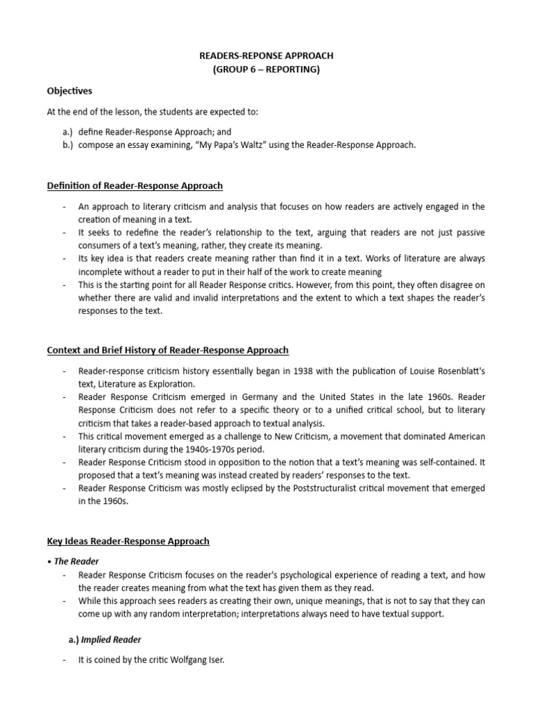 Understanding Reader-Response Criticism | PDF | Liberal Arts Education