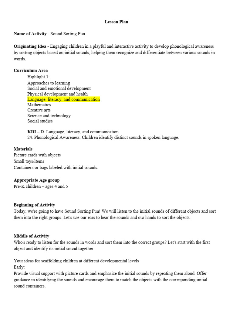 Lesson Plan LL C | PDF | Communication | Word