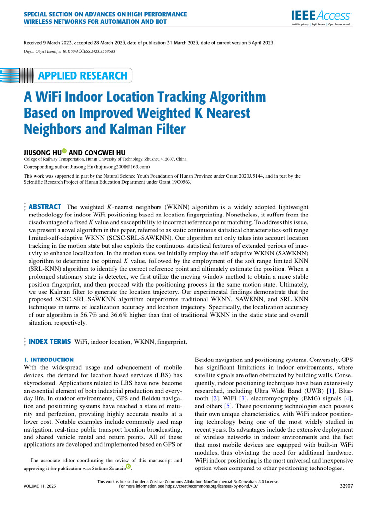 A WiFi Indoor Location Tracking Algorithm Based On Improved Weighted K ...