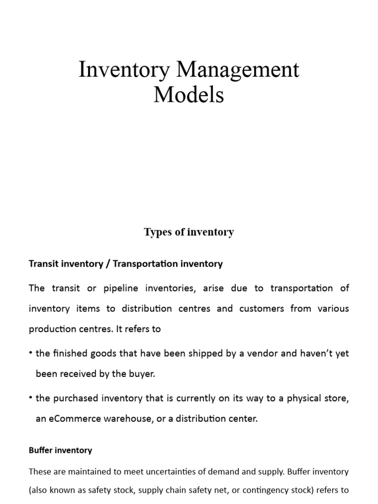 Types and Costs of Inventory Management | PDF | Inventory | Cost