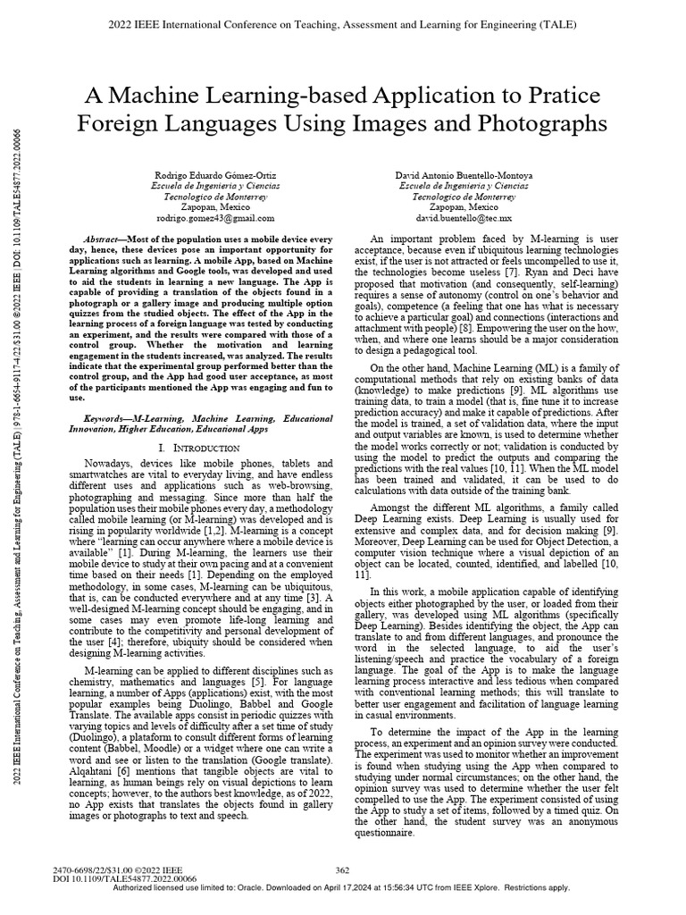 A Machine Learning-Based Application To Pratice Foreign Languages Using ...