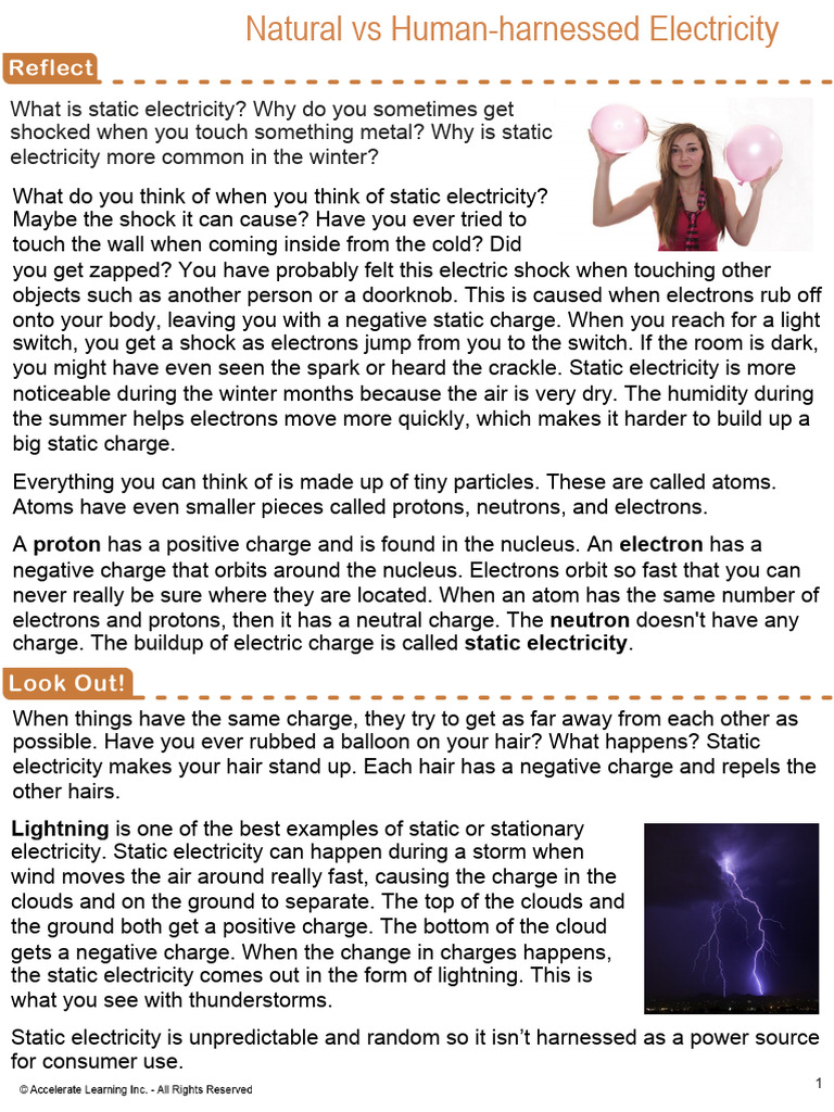 Understanding Static vs. Harnessed Electricity | PDF | Electric Charge ...